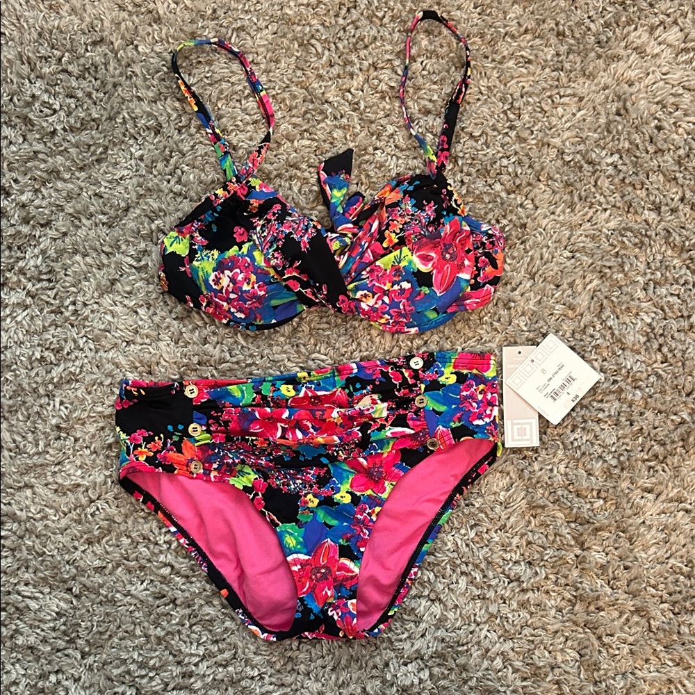 Liz Claiborne Multicolor Floral Bikini